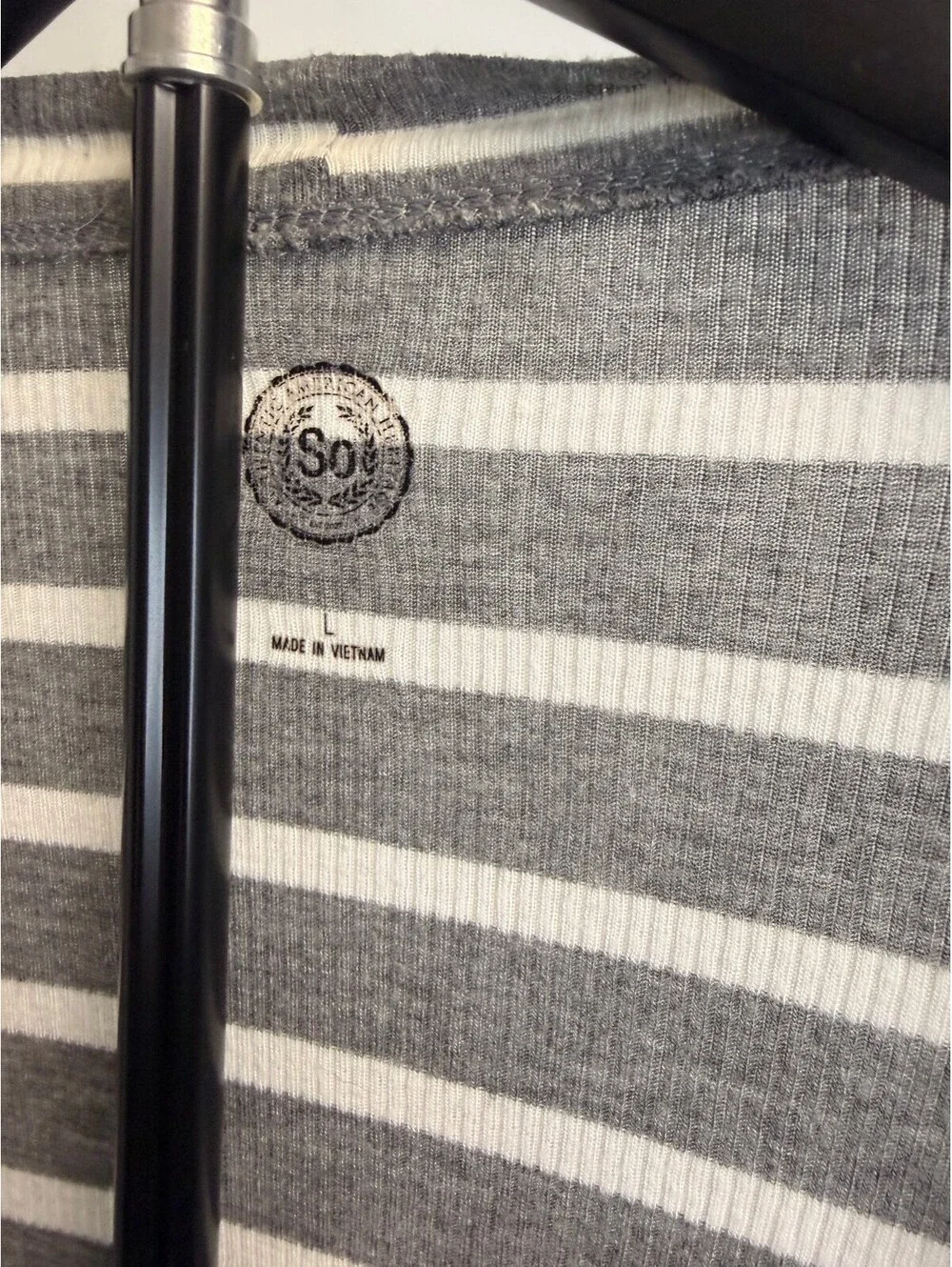 Sole Society Women's Lightweight Gray and White Striped Open Front Cardigan Size
